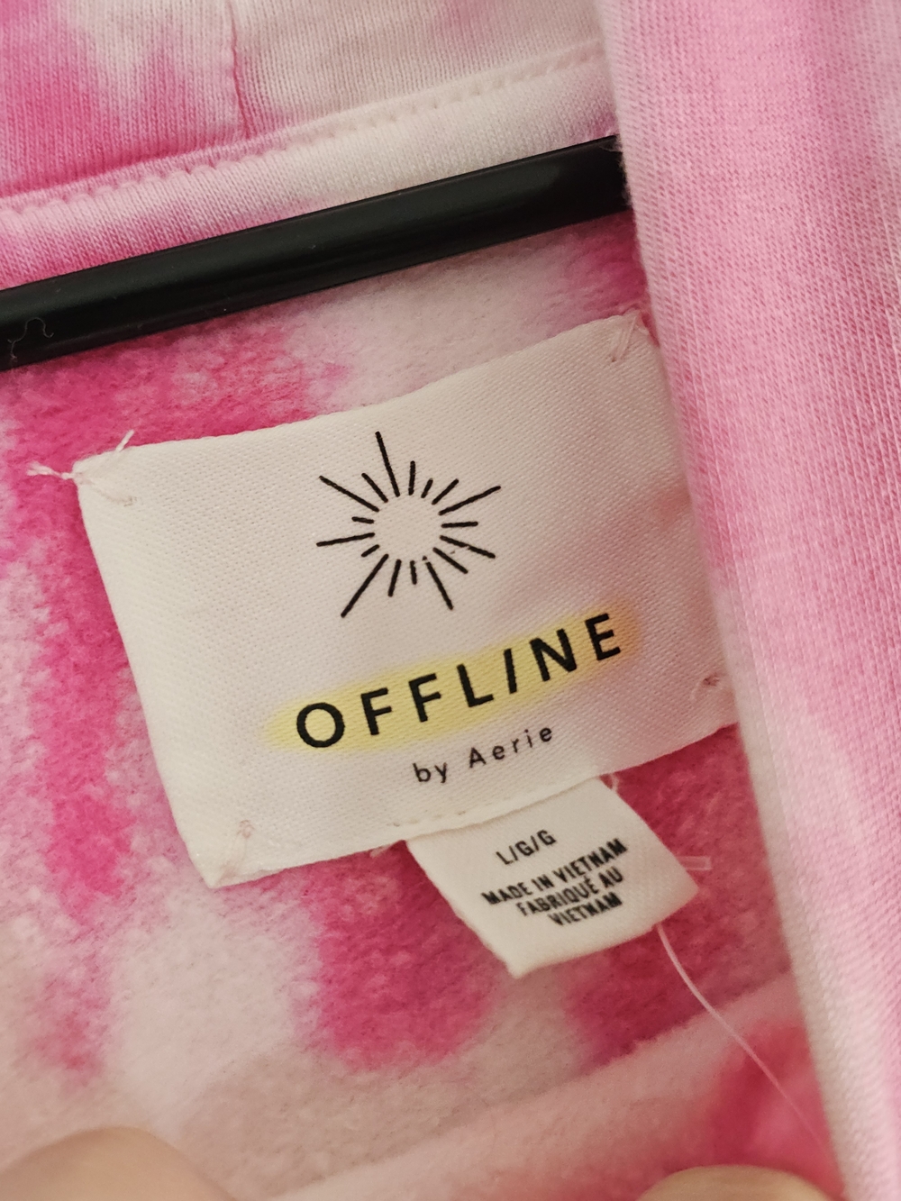 Offline By Aerie Ott Fleece Tie-Dye Hoodie Cropped Womens Large Pink - Picture 10 of 11